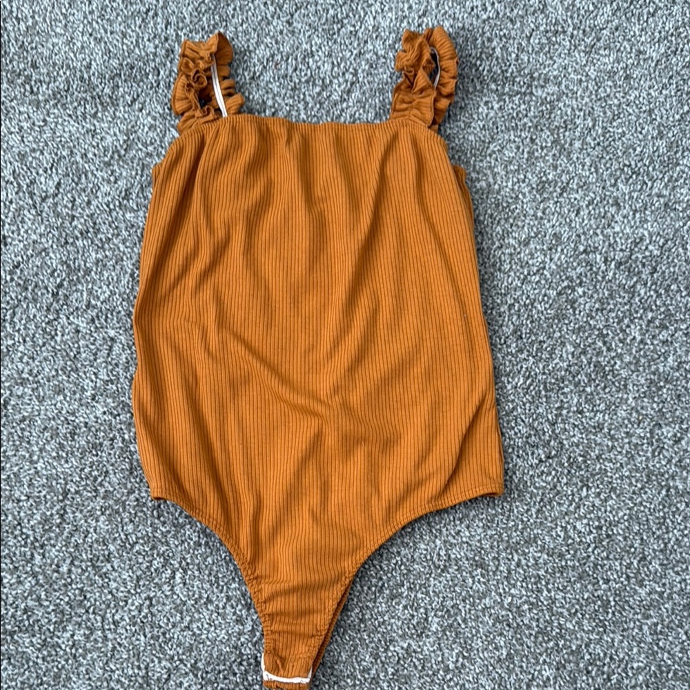 Charming Ruffled Kids Bodysuit in Warm Orange